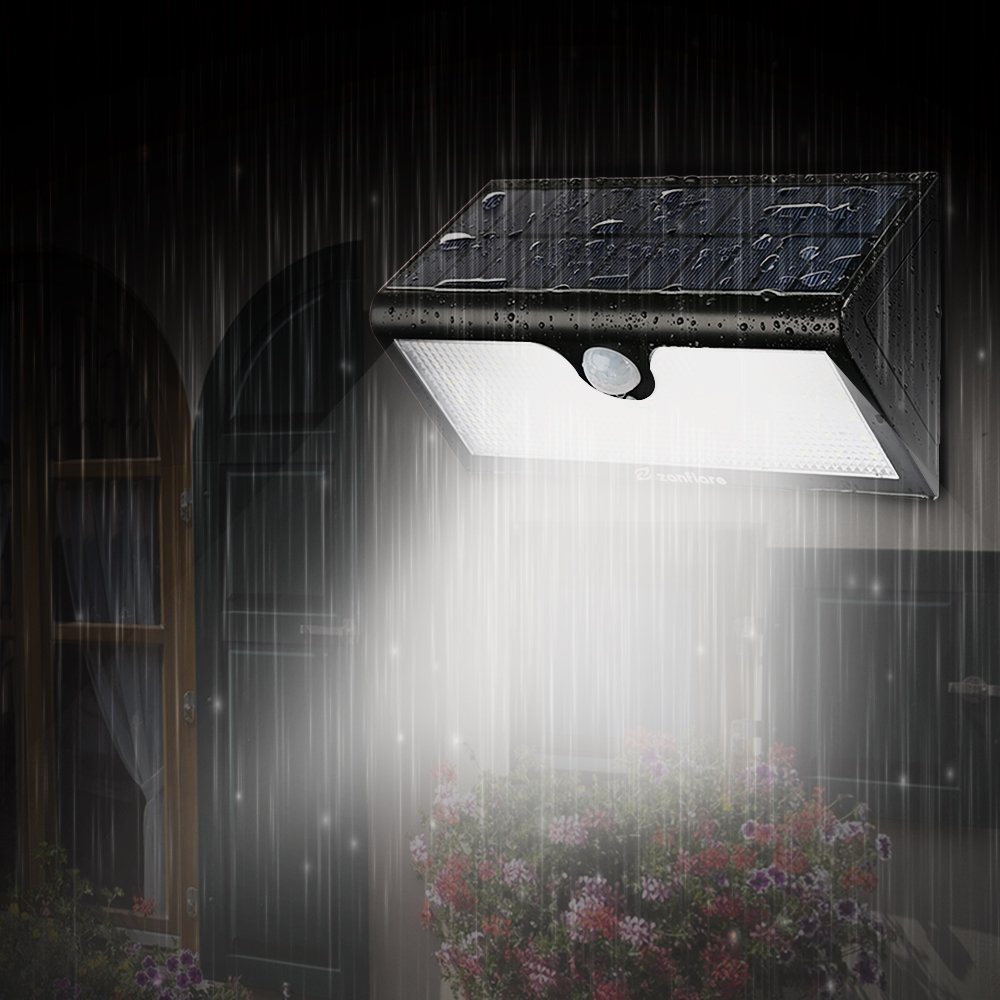 LED Lumière Solaire Extérieure [71 LED, 5200mAh, Etanche] Zanflare Lampe Solaire Extérieure, Lampe de Sécurité avec Détecteur de Mouvement, Eclairage extérieur