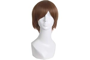 MapofBeauty Men's Short Straight Wig Cosplay Costume Wig (Light Brown)
