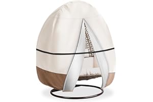 okcool Outdoor Egg Chair Cover,Extra Large Double Egg Chair Cover for Outdoor Furniture(Beige & Brown,Fits 91 X 80 Inches Egg Chair)