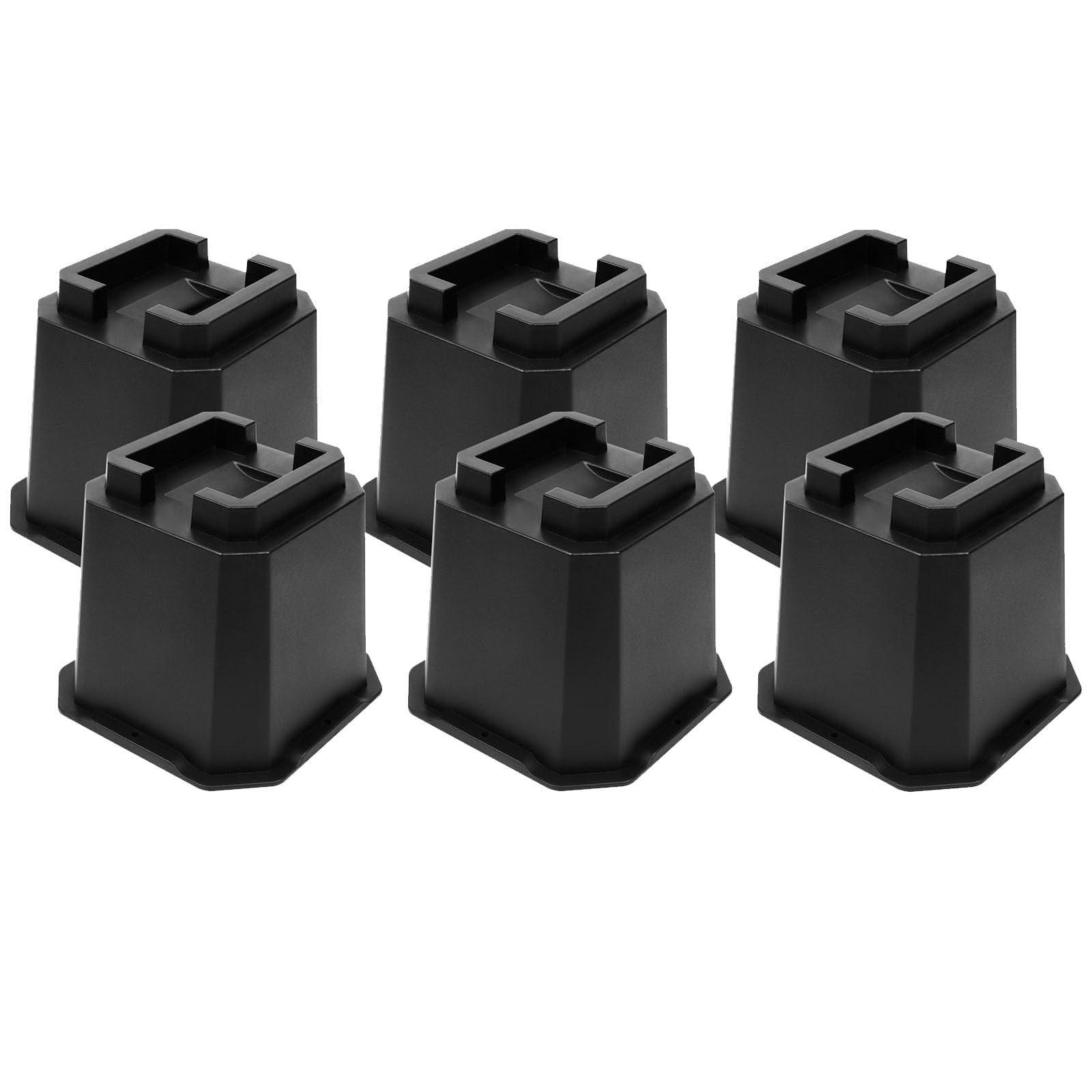 Photo 1 of shouwuhho Bed Risers 5 inch, Furniture Risers Elevation in Heights 5 Inch Heavy Duty, Bed Lift Risers for Caster Wheels or Posts of Bed Table Couch, Support up to 6000 lbs, Black, 6 Pack