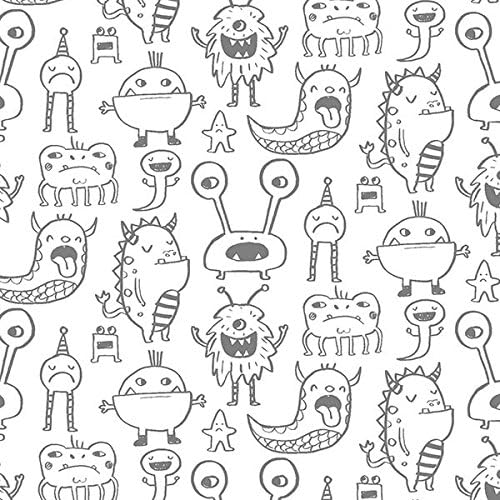 Clothworks Super Bad Monsters Anne Bollman Monster Cartoon Figures Very White