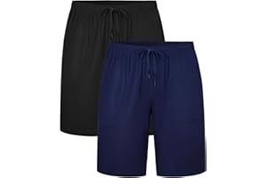 EA'S SECRET Mens Pajama Shorts Bamboo Drawstring Men's Sleep Shorts Soft Lounge Pajama Bottoms with Pockets 2 Pack