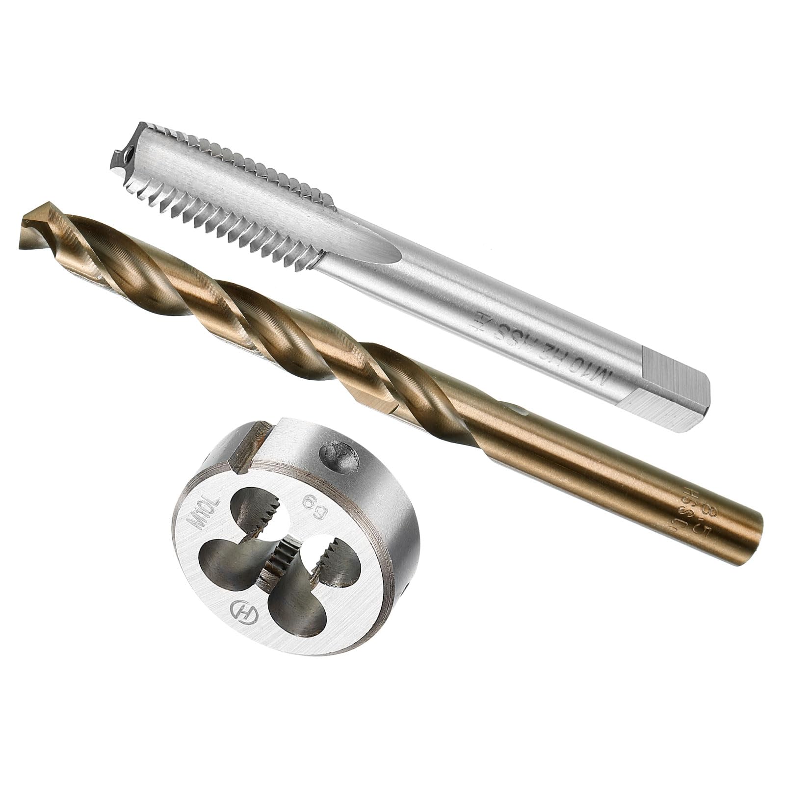 CoCud Metric Tap and Die and Drill Bit Set, M10 x 1.5 Tap & Die Thread 8.5mm Drill Diameter, Left Hand Machine Screw Tap Tool Kit - (Applications: for Threading Tapping Repair)