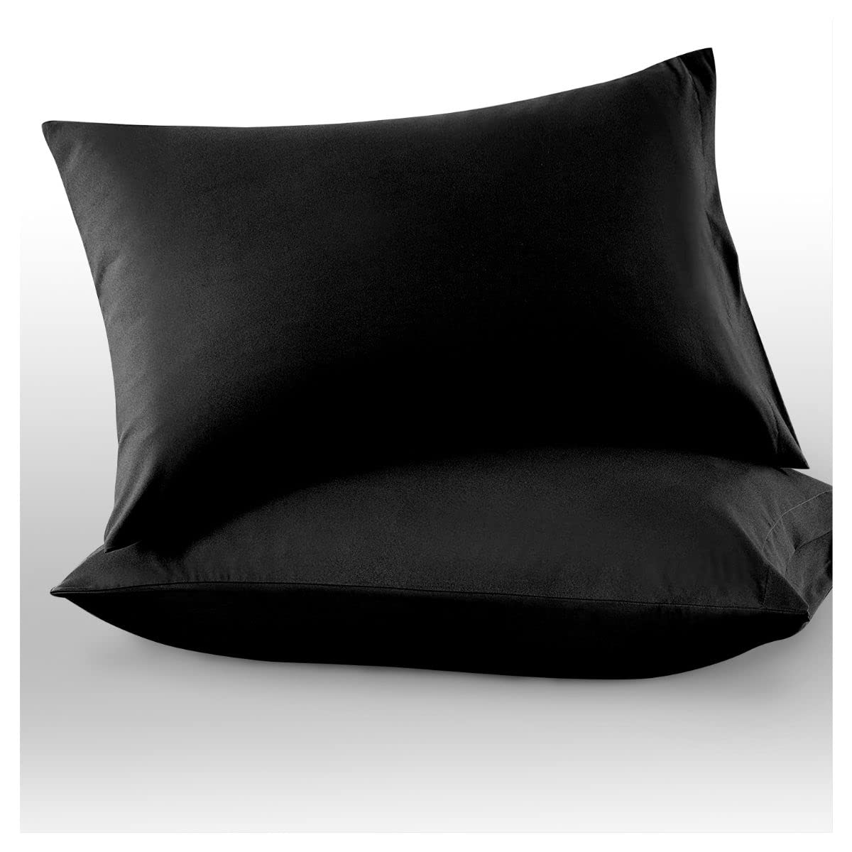 "GC GAVENO CAVAILIA Microfiber Pillow Cases 2 Pack | Easy Care Plain Dyed Wrinkle, Fade Resistant Black Bedding | Super Soft Breathable Microfibre Pair of Pillowcases"