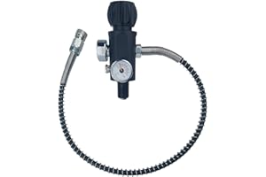 PAUTACA M18×1.5 thread 4500psi (No Pressure-Reduce) Paintball Fill Stations adapter valve PCP Tank Dual Gauge Charging Valve Scuba Tank Valve PCP Air-gun HPA valve with 20 Inches High-Pressure Hose