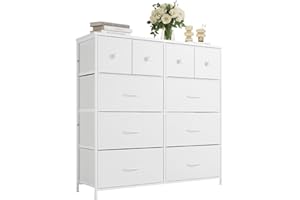 Nicehill White Dresser, Dresser for Bedroom with Drawers, Storage Drawer Organizer, Tall Chest of Drawers for Closet, Living Room, Hallway, Entryway (White)