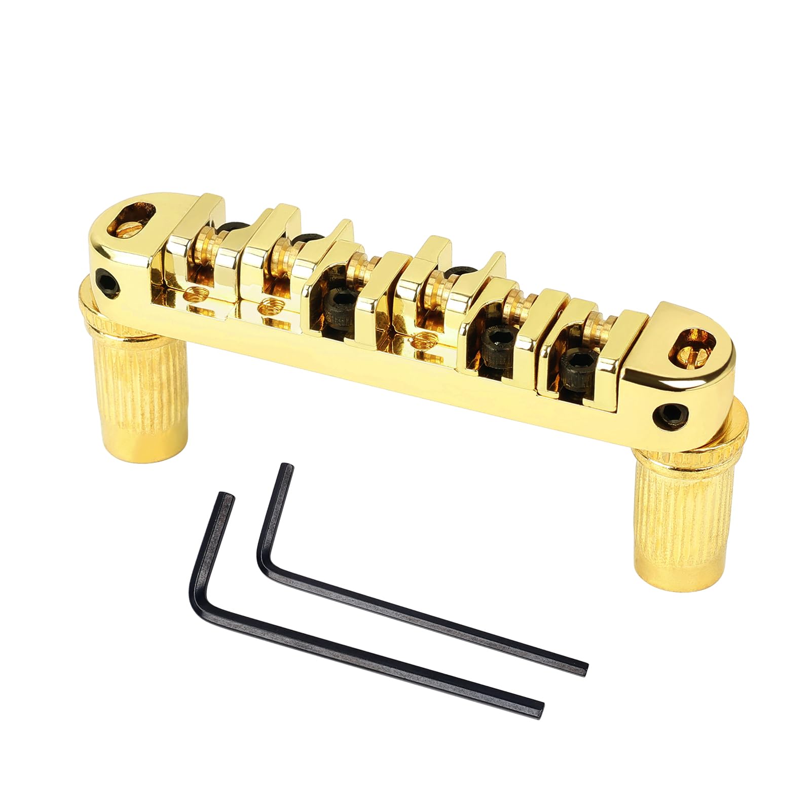 Banworks Electric Locking Roller Bridge Tune-O-Matic Roller Saddle Bridge 51.5mm (2-1/32") String Spacing for EPI Epiphone/Gibson LP Les Paul/SG/ES Style Guitars JT/GDQQ-02 Golden — image 1