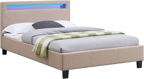 Caro Mobel Polsterbett Einzelbett Doppelbett Satoka In Beige Inklusive Lattenrost Und Led Beleuchtung Designbett Mit Stoffbezug 120 X 200 Cm Amazon De Kuche Haushalt