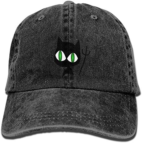 Uanqunan Cat Catch A Mouse Unisex Cotton Denim Baseball Cap Adjustable Strap Low Profile Plain Hats Black
