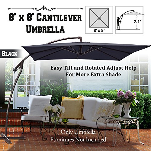 Benefitusa Cantilever Banana Umbrella 8 X8 Patio Offset Parasol Garden Outdoor Sunshade Hanging Market 360 C Rotational Home Improvement And Repair Solution