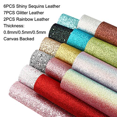 SIMPZIA 25pcs Faux Leather Sheets, 6 Styles Leather Bows Fabric Sheets with 20pcs Alligator Hair Clips, 10pcs Snap Hair Clips, Glue Gun for Bows DIY, Crafts Making