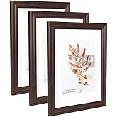 Hogaryo 11x14 Picture Frames Brown, Display Picture 8x10 with Mat, 2 Set Photo Frames for Wall Mounting Home Decor