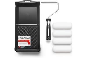 Remolika 6-Piece 4” Mini Foam Paint Roller Kit - Made in Italy, High-Density Foam Paint Roller Covers, Roller Frame, and Paint Tray, for Professional, Smooth Finish