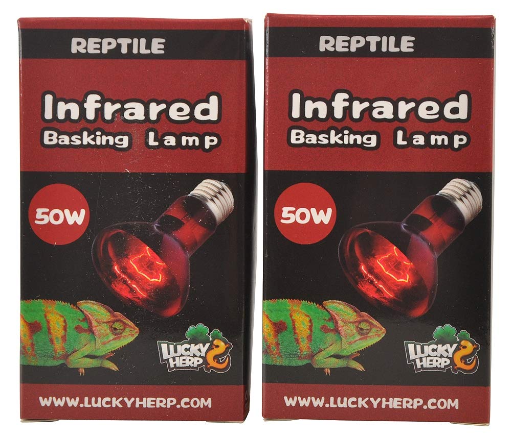 LUCKY HERP Reptile Infrared Basking Bulb Heat Lamp,2-Pack,E27,Screw Thread (50, Watts)