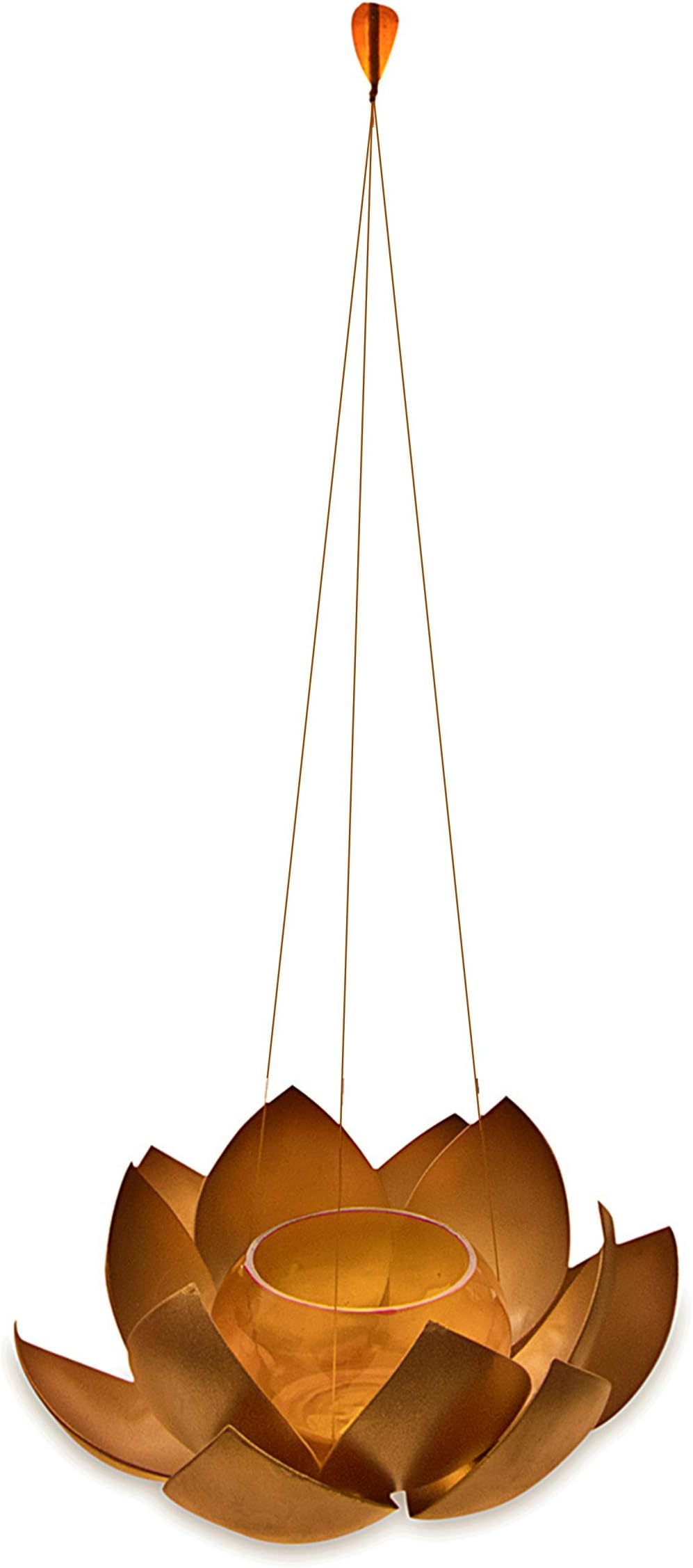 Courtyard Brass Hanging Lotus Tealight Holder
