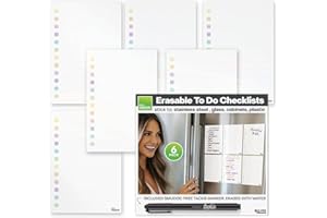 MC SQUARES M.C. Squares Dry Erase to Do List 6-Pack | Erasable White Board Checklists Cling to Stainless Steel Fridge, Glass, Cabinet | Home, Office, School | with Wet Erase Marker | 10” x 11” 2-Pack | USA Made