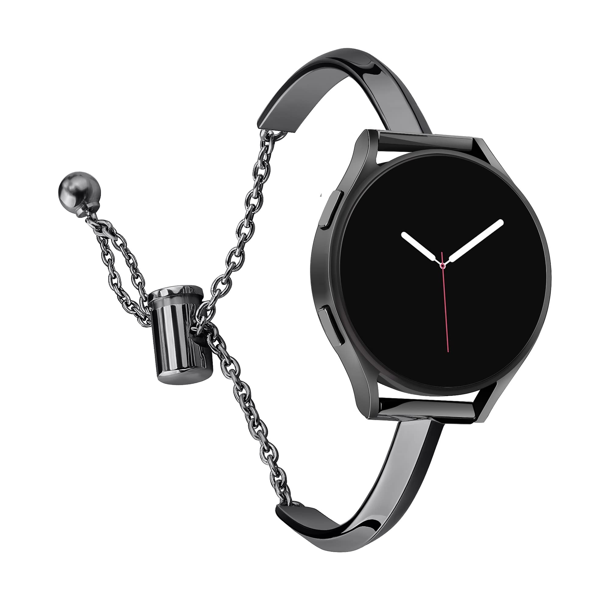 CrocSee Stainless Steel Band Compatible with Samsung Galaxy Watch 7 6 5 4 40mm 44mm/Watch 6 Classic 43mm 47mm/Watch 4 Classic 42mm 46mm/Watch 5 Pro 45mm, Slim Minimalism Bangle Bracelet for Women, Black
