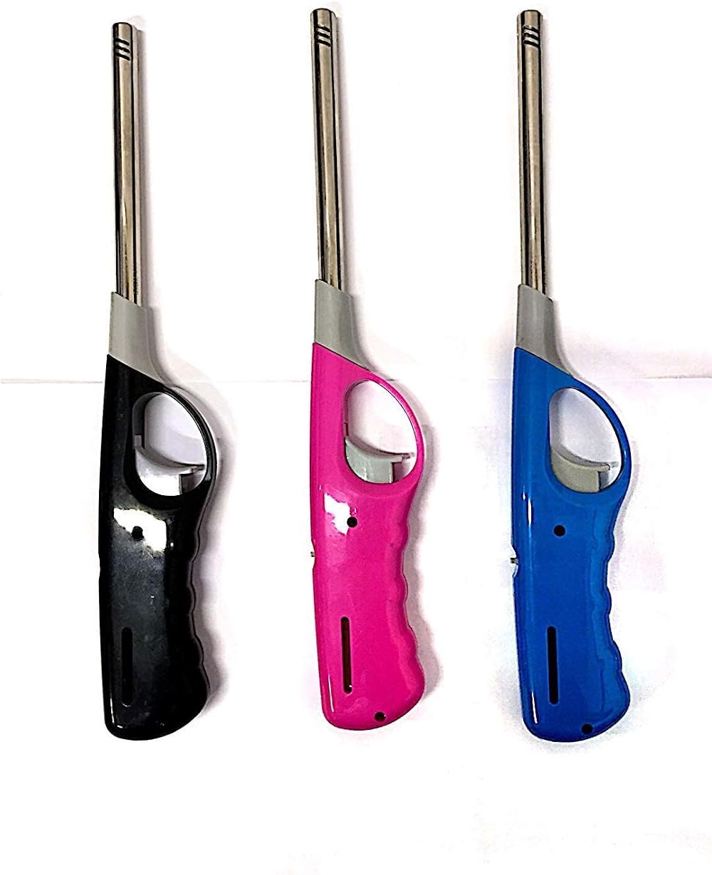 KARAN KING Pack of 3 Refillable Safety Gas Candle BBQ Fire Lighter Plastic 27 cm