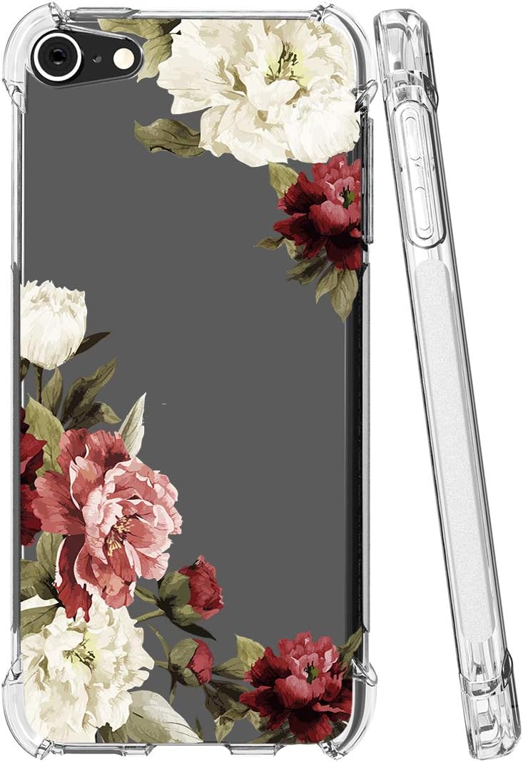 iPod Touch 5 6 7 Case, iPod Touch Case 5th 6th 7th Generation Case for Girls, Ueokeird Clear Floral Pattern Soft Flexible TPU Phone Case Cover for Apple iPod Touch 5 6 7 (Blossom Flower)