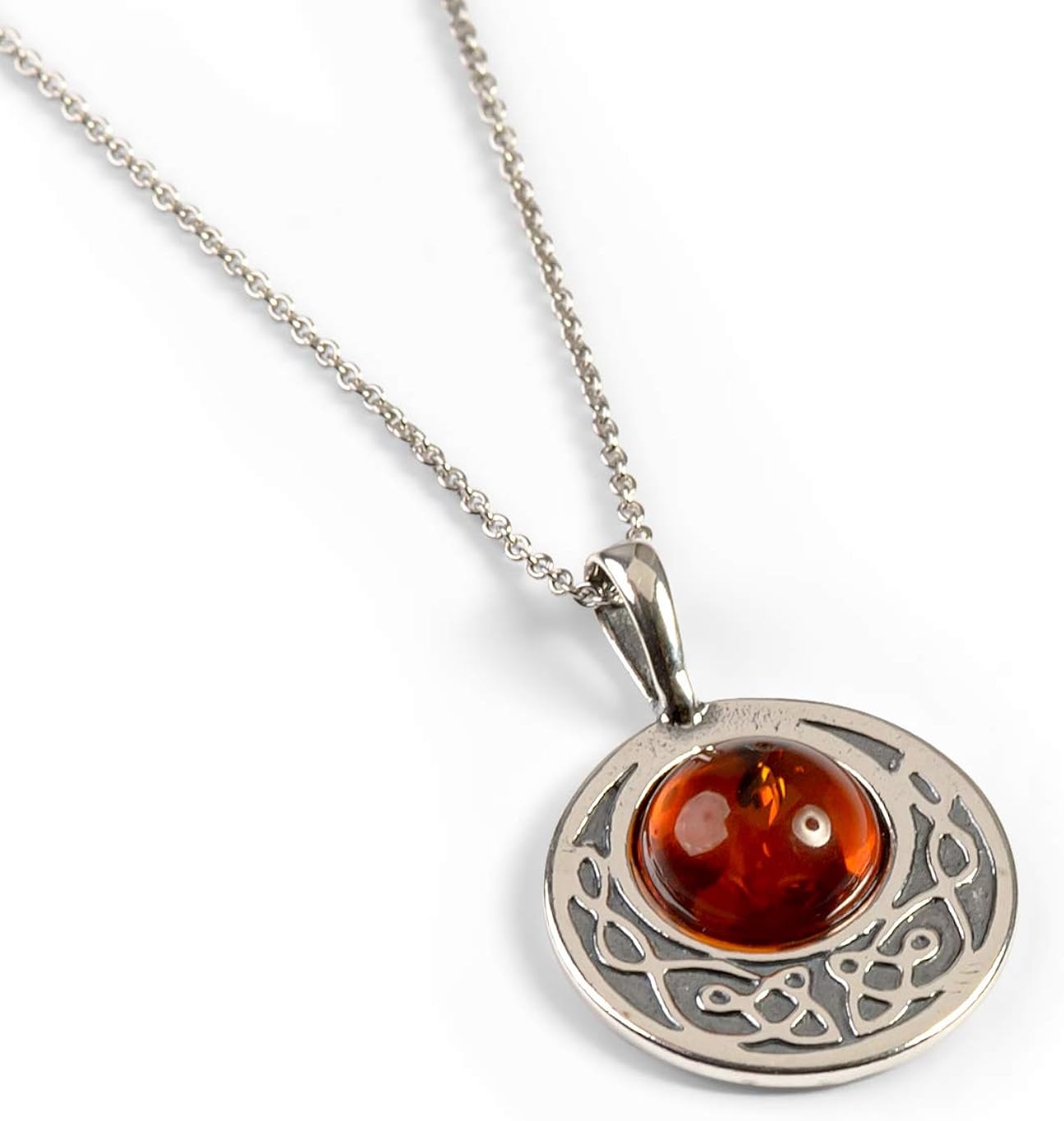 Celtic Baltic Amber Necklace Sterling Silver, Women Jewelry Gift