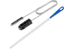 Adove Flexible Extra Long Drain Brush, Drain Unblocker Tools,61 inch Pipe Cleaner Brush and 17.7 inch Sink Unblocker Brush, Double Ended Nylon Brush for Curved Pipes and Slim Holes, Black