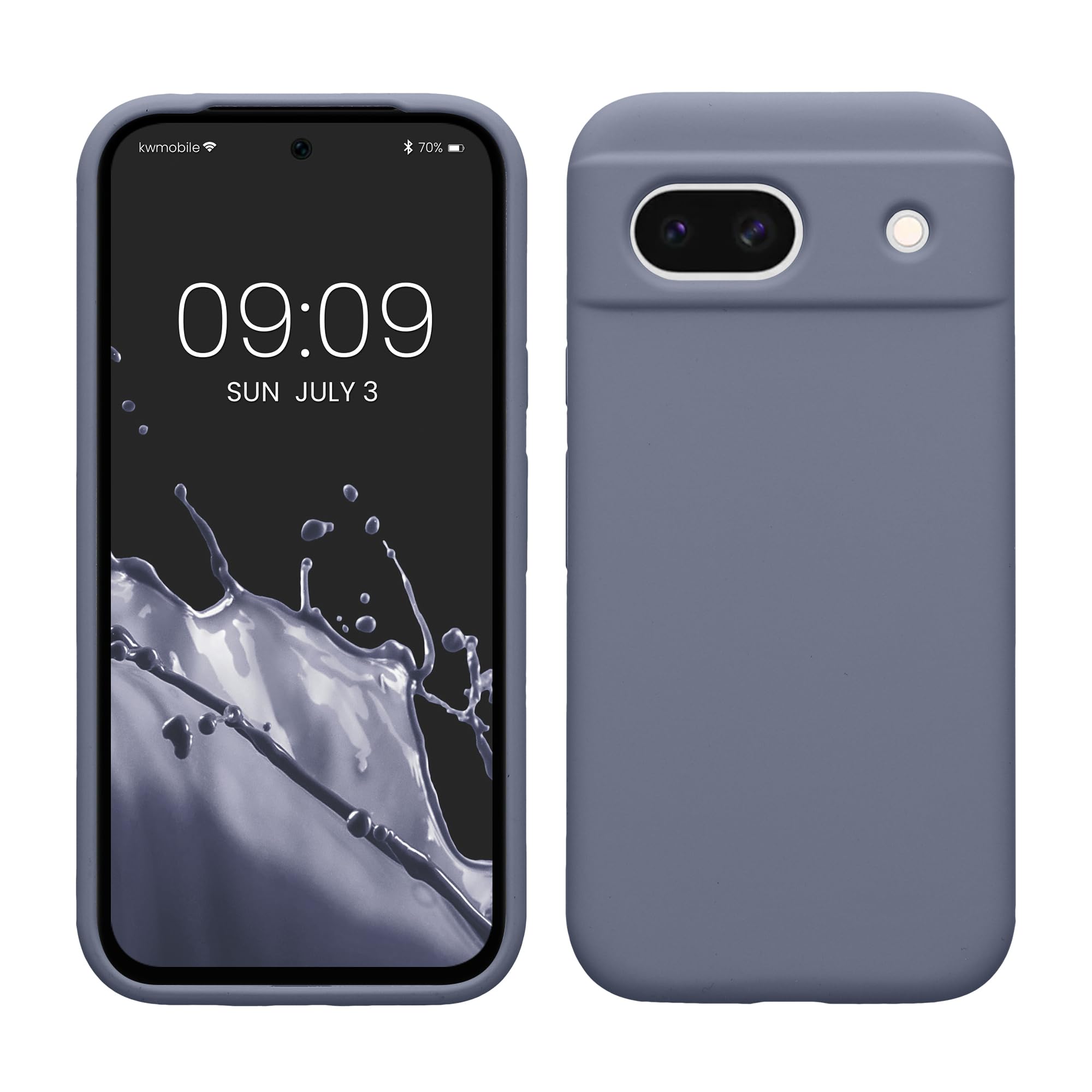 kwmobile Case Compatible with Google Pixel 8a Case - TPU Silicone Phone Cover with Soft Finish - Blue Grey