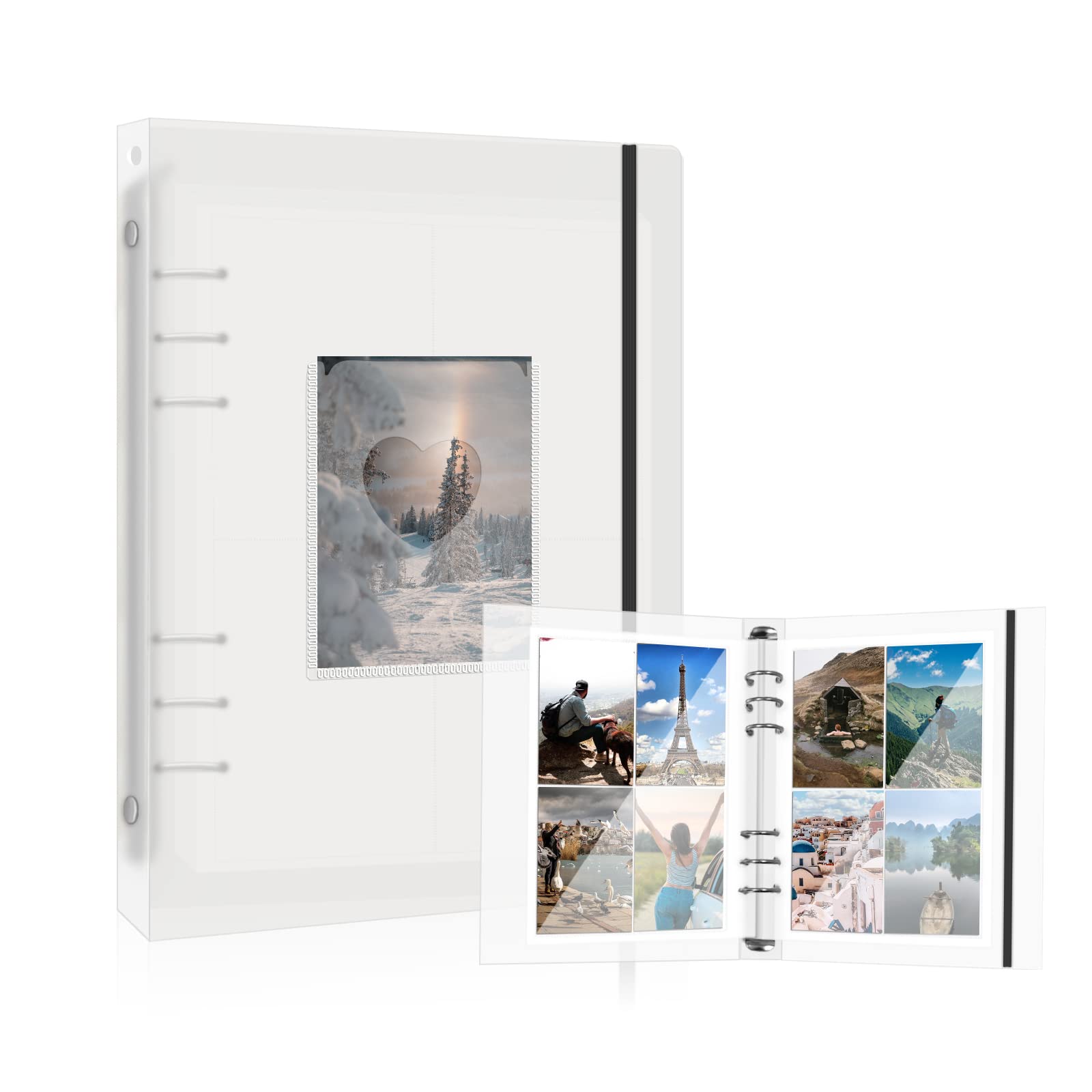 LELE LIFE Photocard Binder with 30pcs Inner Pages, A5 Binder 6 Ring Kpop Photocard Holder Book, Kpop Photocard Binder, Photo Card Binder, Clear Photocard Sleeves Album, 4 Pocket