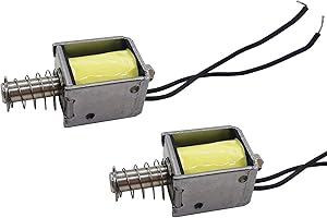 BUBQD 2PCS Mini Push Pull Linear Solenoid Electromagnet Adjustable 10mm Stroke DC 12V 42Ω 0.28A Open Frame Mini Frames Actuator Electric DC Magnet Solenoid DS-0520S