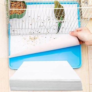 View of Budgie Sand Sheets For Cage 100pcs Parrot Cage Liners Bird Cage Tray ...
