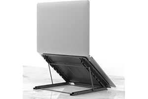 Klsniur Laptop Stand for Desk, Foldable Portable Ventilated Desktop Laptop Holder, Universal Lightweight Adjustable Ergonomic Tray Cooling (Black)