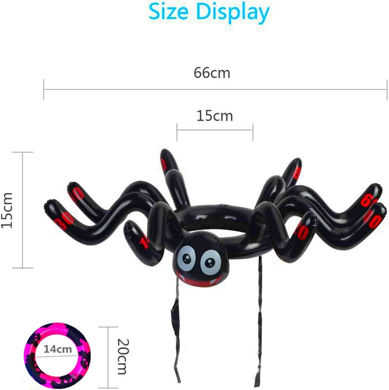 Halloween Ring Toss Games for Kids Party,Inflatable Throwing Rings Halloween Party Toss Games,Inflatable Spider Hat with 8 Rings Toss Toys for Kid,Adults Family Indoor Outdoor Garden Parties Fun Game - Image 3