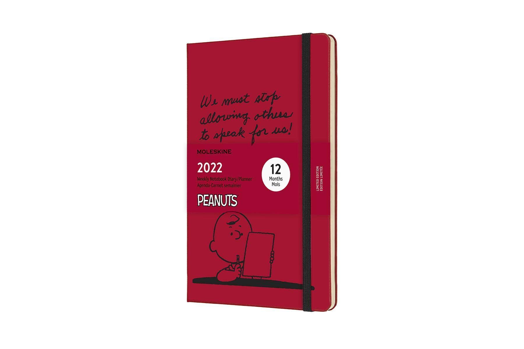 Moleskine Peanuts 12-Month Weekly Planner, Weekly Diary 2022, Limited Edition Weekly Planner, Charlie Brown Theme, Hard Cover, Large Size 13 x 21 cm, 144 Pages