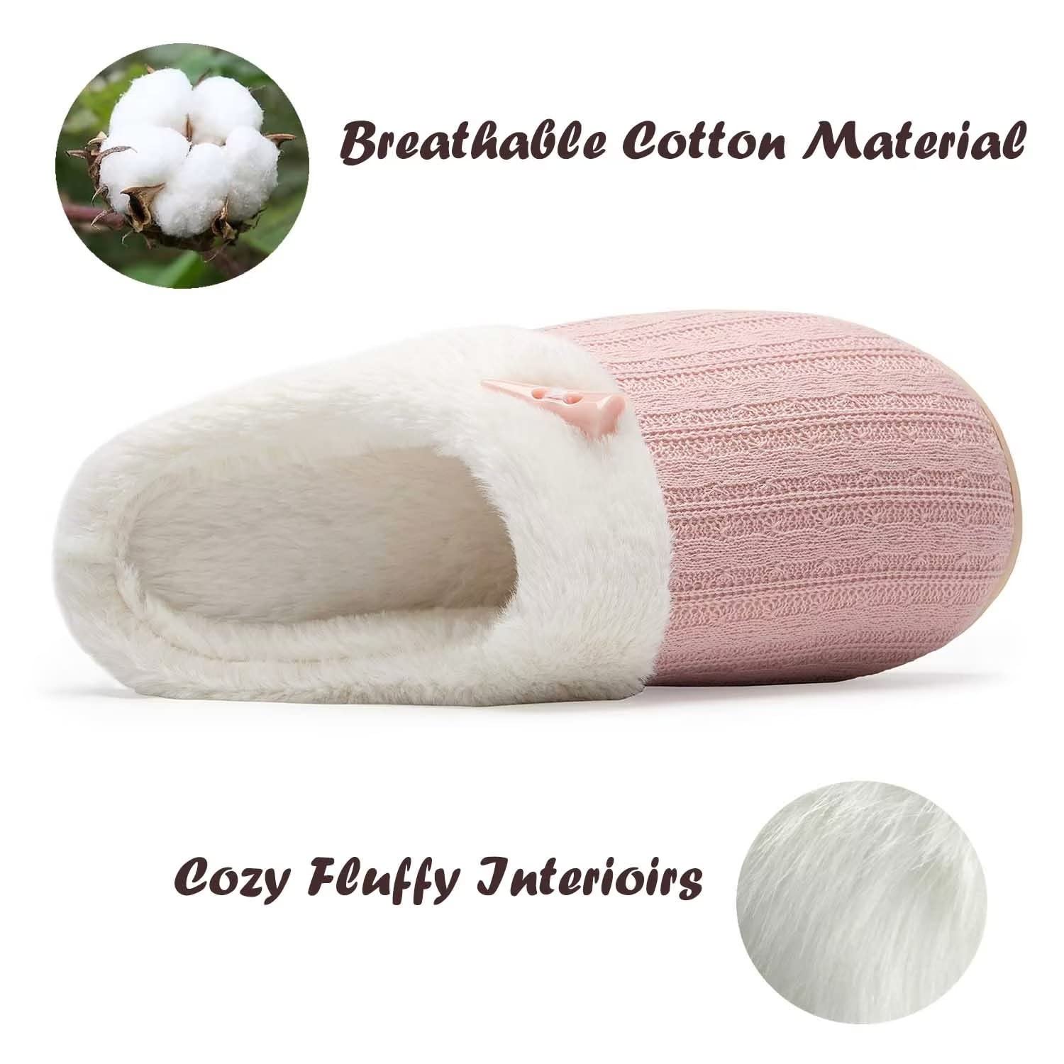 NineCiFun Women's Slip on Fuzzy House Slippers Memory Foam Slippers Scuff Outdoor Indoor Warm Plush Bedroom Shoes with Faux Fur Lining