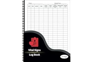 Vital Signs Log Book: Daily personal Health Monitoring Journal and Medical Records Notebook for Track Weight , Temperature , Blood Sugar , Heart rate ... rate , oxygen Level , Black Background