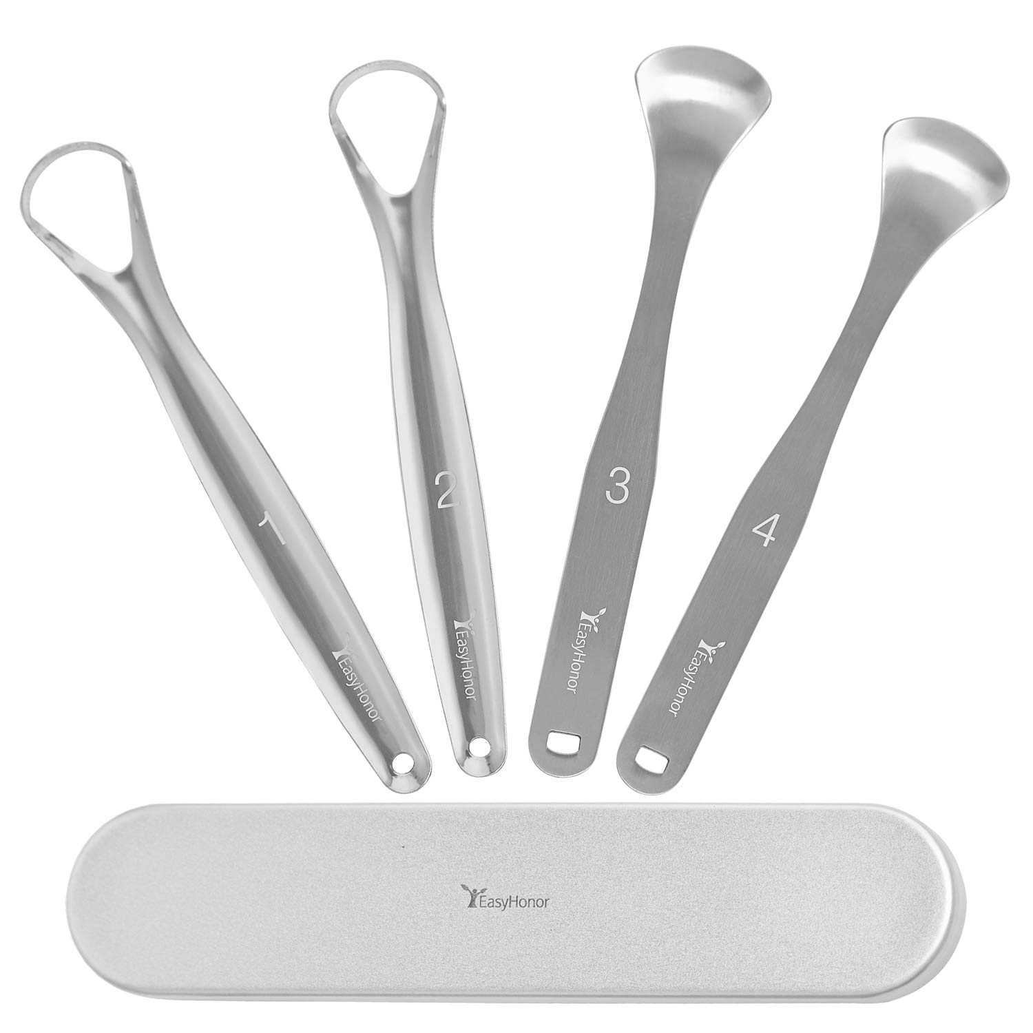 Tongue Cleaners Stainless Steel,4 PCS With Number, Tounge Scraper