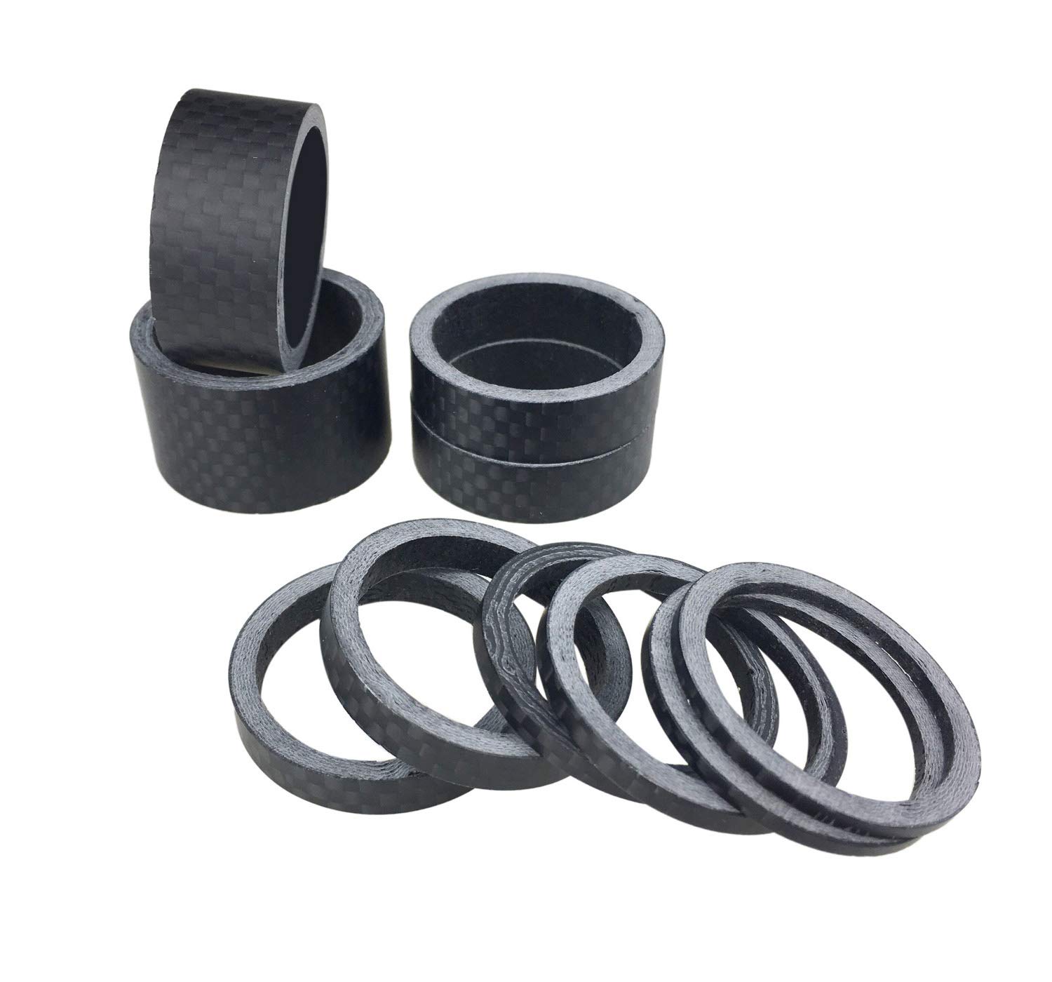 PLATT 10 Pieces Bike Headset Spacer Full Carbon Fiber Bicycle Stem Headset Spacer Fit 1 1/8-Inch Compatible with MTB Bike Road Bikes,Matte