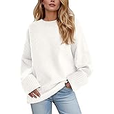 Women's Oversized Crewneck Sweaters, Long Sleeve Fuzzy Knit Casual Chunky Warm Fall Pullover Sweaters Top Trendy Outfits