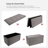 Dripex Large Folding Storage Ottoman Grey Linen 80L 76x38x38 cm view 6