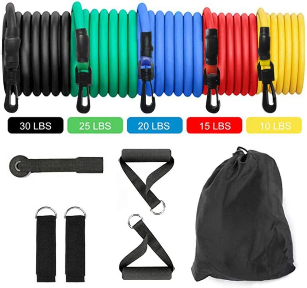 11pcs/set Pull Rope Fitness Exercises Resistance Bands Latex Tubes Pedal Excerciser Body Training Workout Yoga Rubber Loop Tube Bands for Legs, Arms and Full Body Workouts,11pcs