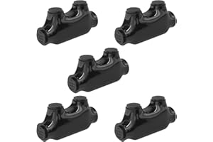 STARELO 5PCS 2 Port Insulated Wire Connector, Inline Splice, Multi Tap Cable Connector for Copper and Aluminum Wires, Slotted Hex, Black Vinyl Coated, Pre-Filled with Oxide Inhibitor(2/0-6 AWG)