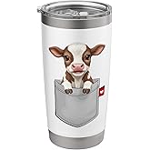 Cow In Pocket Peeking Cute Animal Cow Stainless Steel Insulated Tumbler