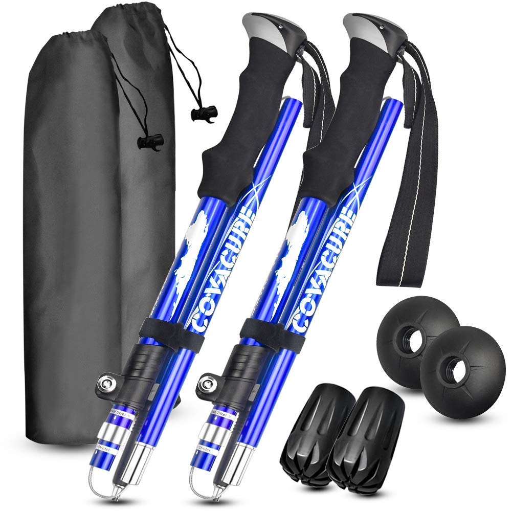 Trekking Poles Collapsible Hiking Poles - Auminum Alloy 7075 Trekking Sticks,Antishock and Quick Lock System, Telescopic, Collapsible, Ultralight for Hiking, Camping