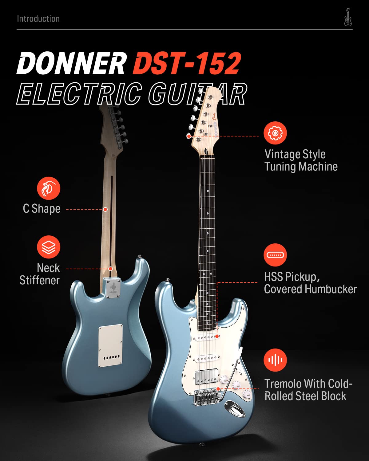Donner DST-152R Electric Guitar, 39