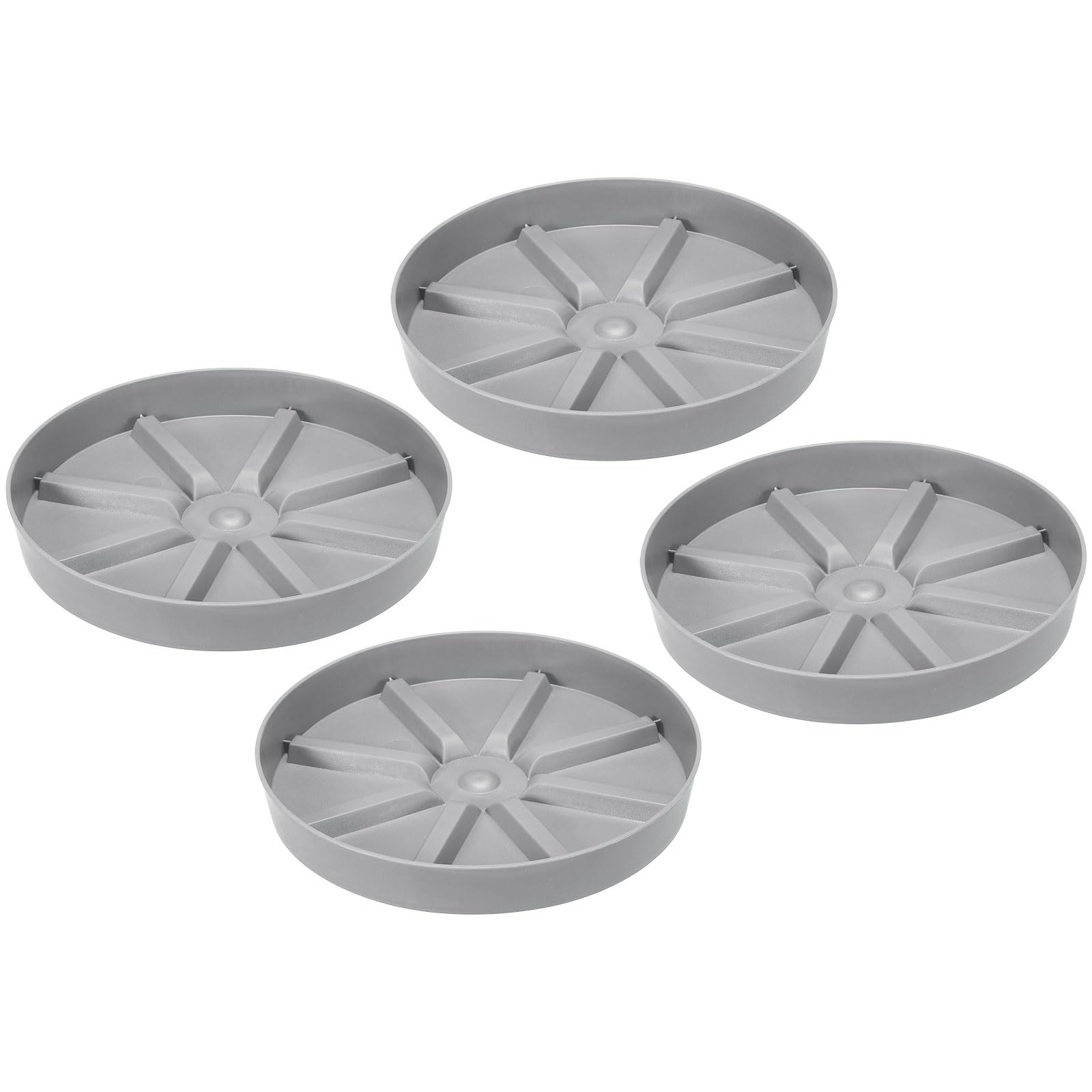 PATIKIL 7.5 Inch Plant Saucers Tray, 4Pcs Durable Plastic Round Flower Pot Drip Tray Thicker Anti-Rot Root for Indoors Outdoors Home Garden, Grey