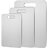 Yaocom Stainless Steel Cutting Board for Kitchen 304 Steel Chopping Dishwasher Safe Metal Cutting Board Set for Kitchen Meat Fruit Vegetable(3 Pcs,13.4"x9",11.8"x7.9",9.5"x6"-0.06'')