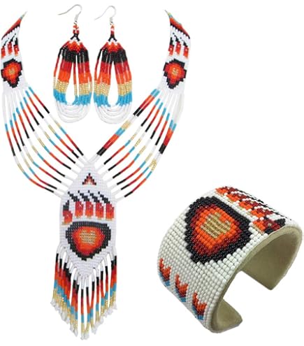 アクセサリー Indianjewelry/NAVAJOCHAIINBEADS NECKLACE Handmade Beaded Indian Necklace, Seed Beads Native American
