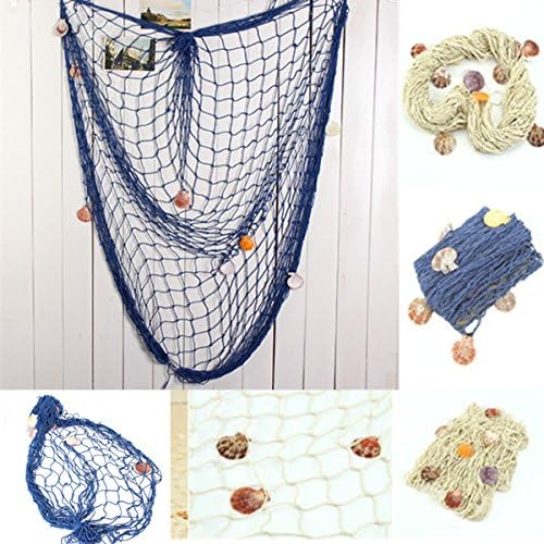 Mediterranean Decorative Fishing Net with Shells Nautical Home Wall Party Beach Scene Hanging Decor