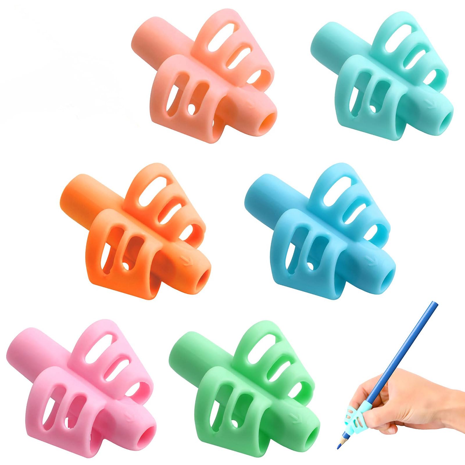 FYHJNC 6 Pack Pencil Grips for Kids Handwriting – Ergonomic Writing Tool for Toddlers, Preschoolers, Children, Left & Right Handed Pencil Holder