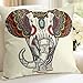 HOMAR 18 x 18 Cotton Linen Decorative Throw Pillow Case Cover with Flower Elephant Print Pattern