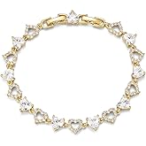 MEIITRUE Tennis Bracelets for Women 14K Gold/White Gold Plated 5mm Round Heart Shape Cubic Zirconia Bracelets Trendy Dainty Rhinestone Bracelet Jewelry Gifts for Her Mom Wife